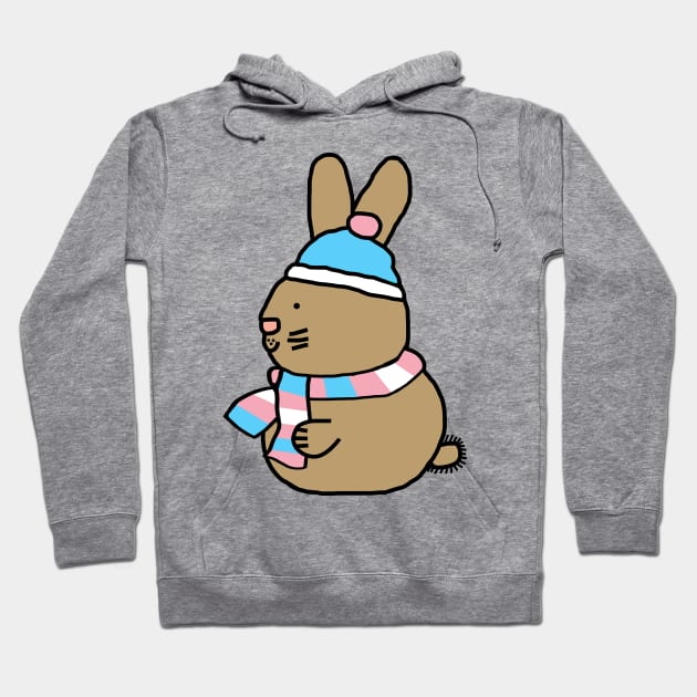 Cute Easter Bunny and Transgender Pride Flag Hat and Scarf Hoodie by ellenhenryart